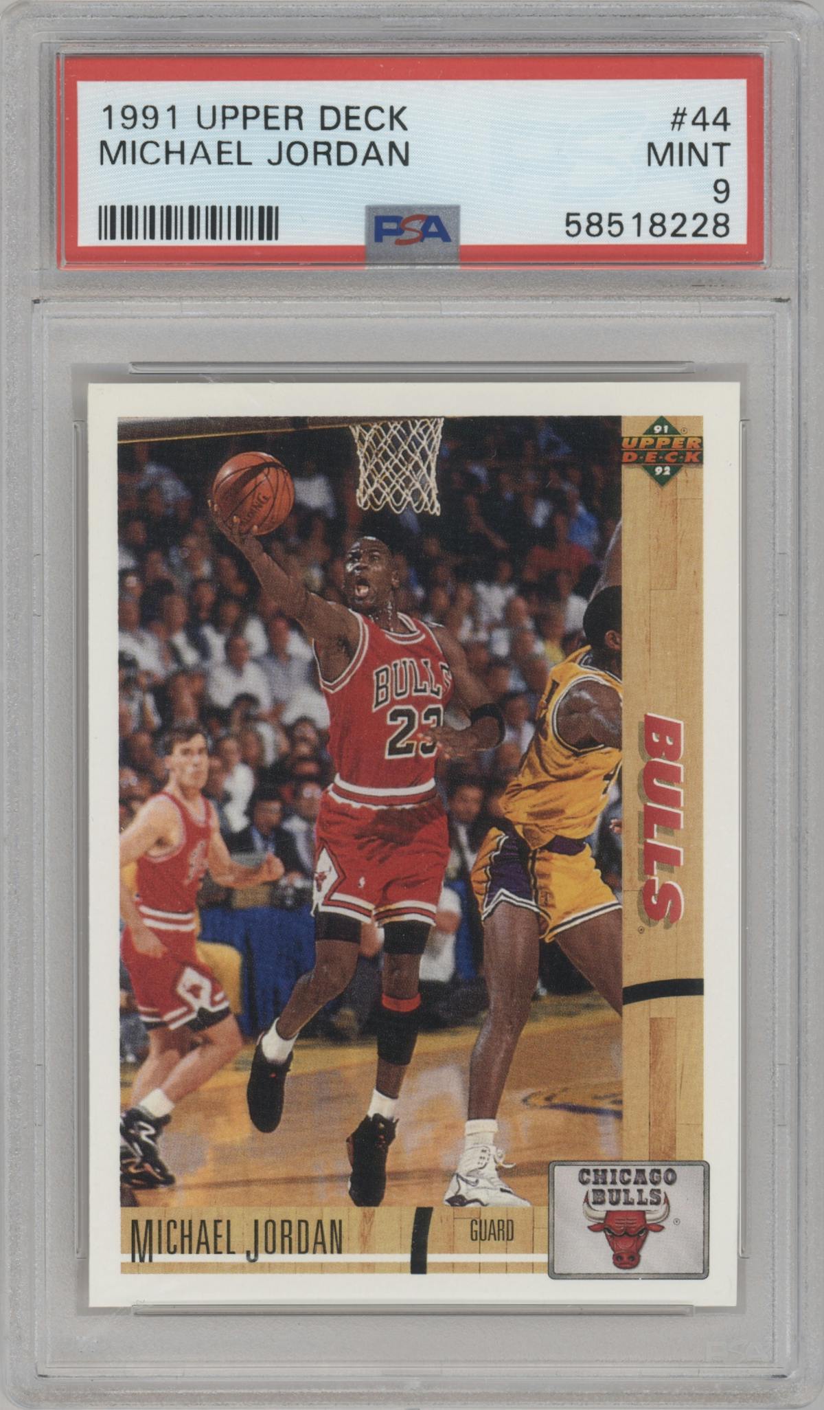Michael Jordan from the 1991-92 Upper Deck set graded by PSA and given an overall grade of 9.