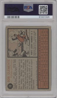Bob Clemente from the 1962 Topps set graded by PSA and given an overall grade of 3.