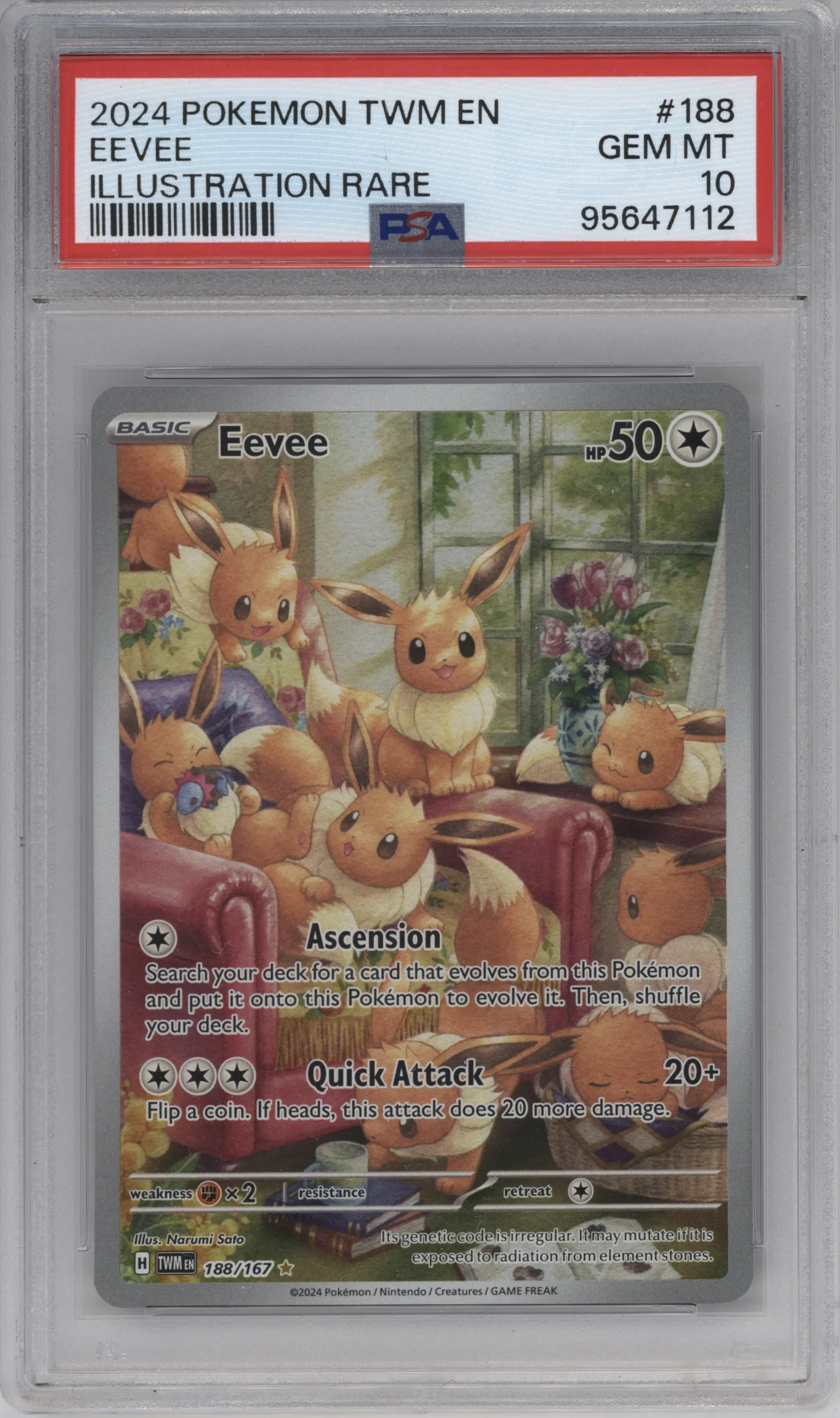2024 Pokemon SV Twilight Masquerade Eevee #188 PSA 10