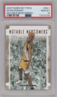 Kevin Durant from the 2007-08 Fleer Hot Prospects set graded by PSA and given an overall grade of 10.
