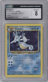 Kingdra from the 2000 Pokemon Neo Genesis set graded by CSG and given an overall grade of 8.