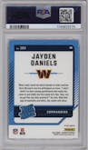 Jayden Daniels from the 2024 Donruss set featuring a Pink parallel graded by PSA and given an overall grade of 9.