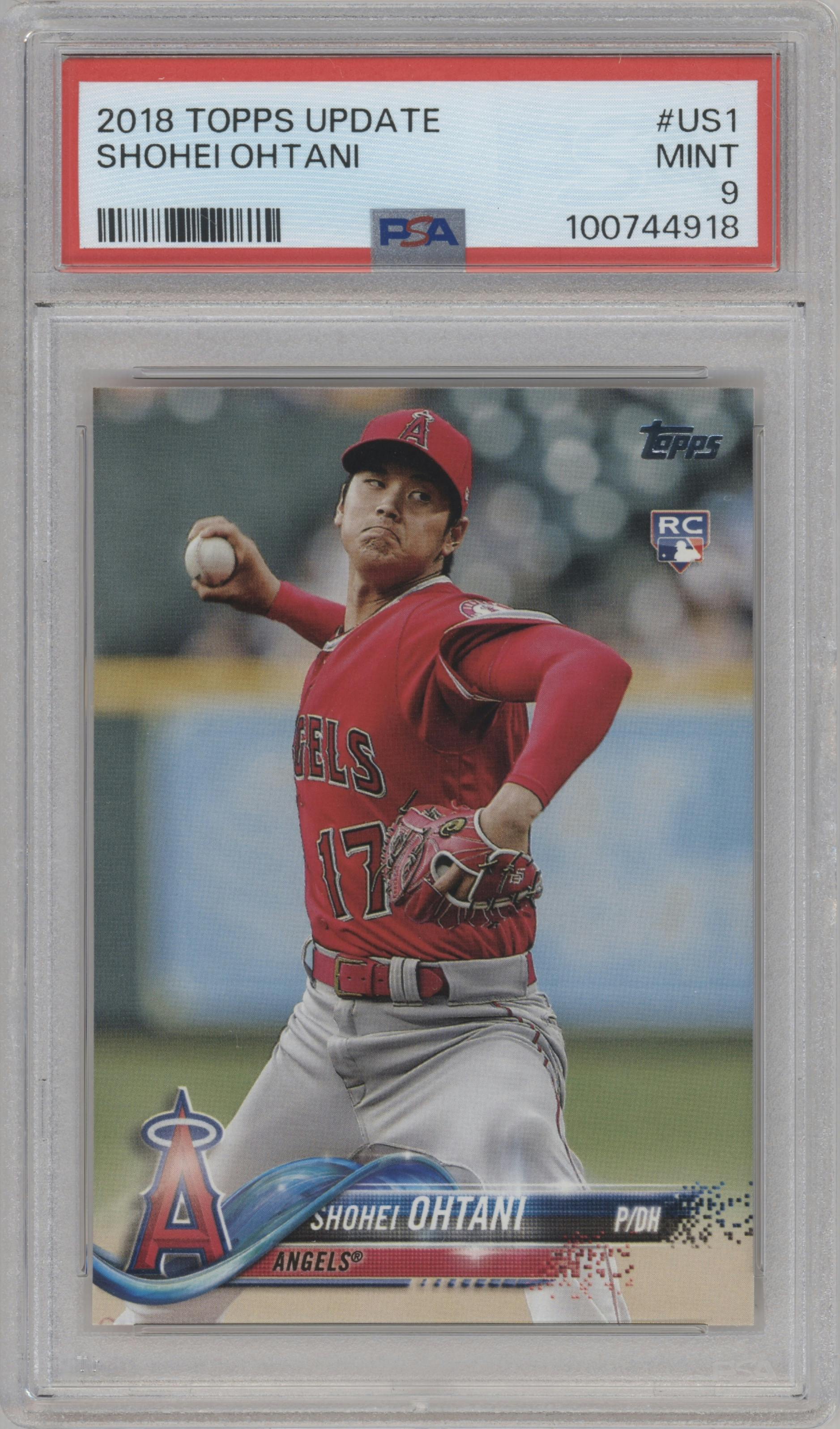 Shohei Ohtani from the 2018 Topps Update set graded by PSA and given an overall grade of 9.