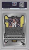 Keyonte George from the 2023-24 Panini Prizm set featuring a Choice Blue/Yellow/Green parallel graded by PSA and given an overall grade of 10.