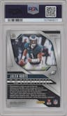 Jalen Hurts from the 2024 Panini Prizm set featuring a Purple Ice parallel graded by PSA and given an overall grade of 9.