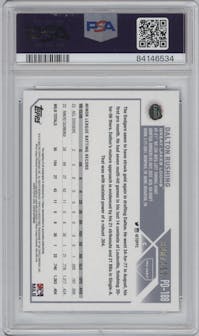 Dalton Rushing from the 2023 Topps Pro Debut set featuring a Blue Foil parallel graded by PSA and given an overall grade of 10.