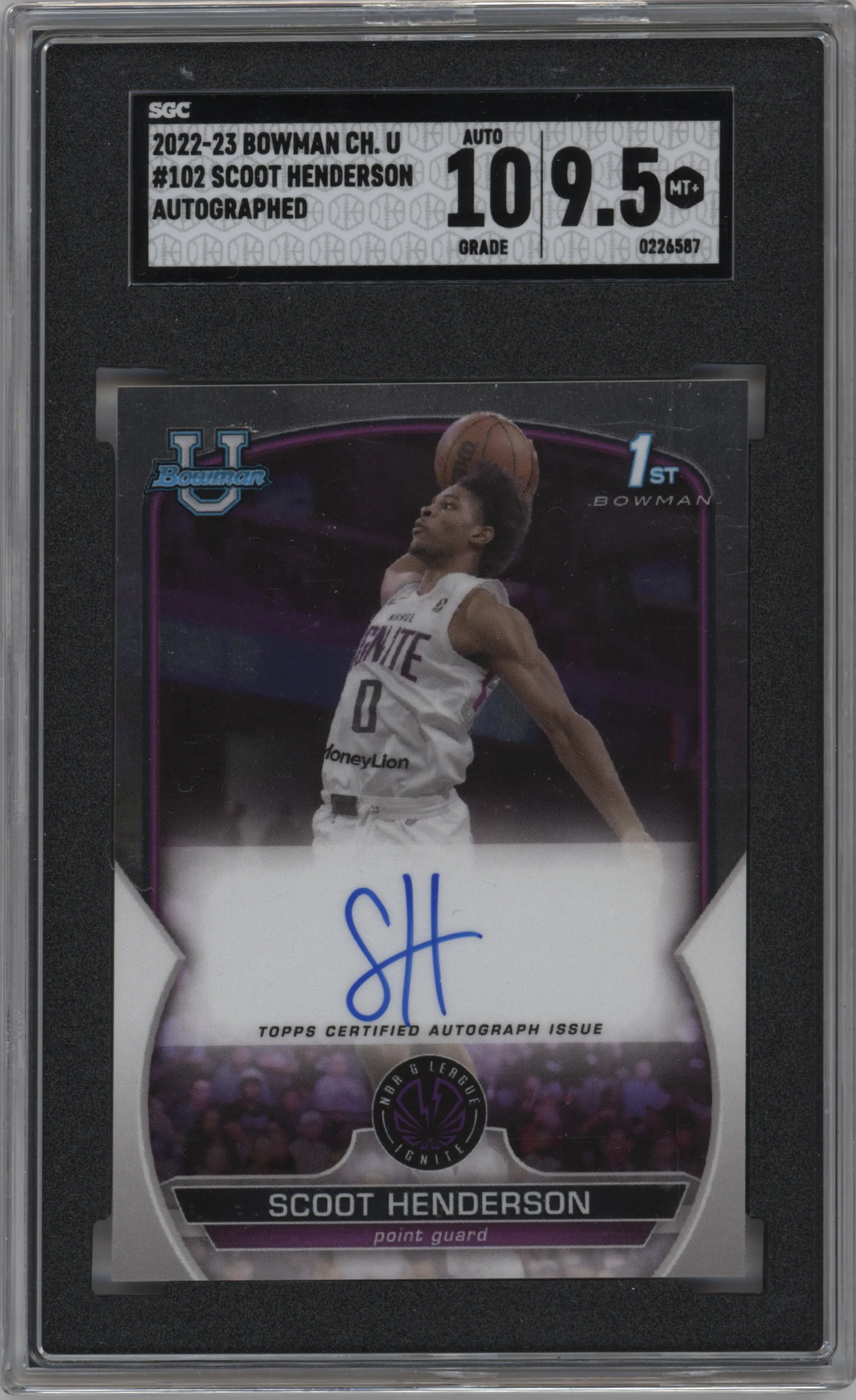 2022 Bowman University Chrome Chr.Pros.Auto Scoot Henderson SGC 9.5