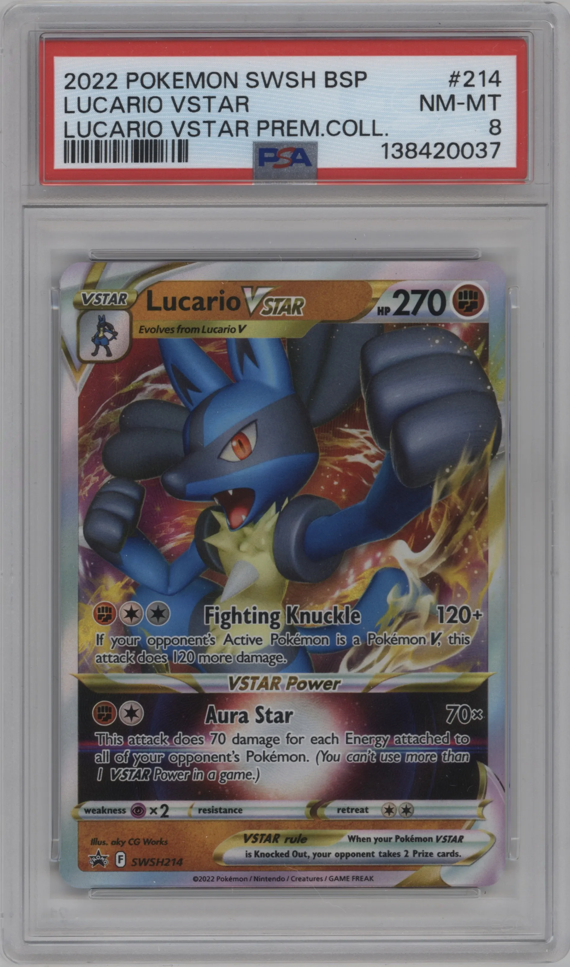 2022 Pokemon SWSH Lucario VSTAR Lucario VSTAR Premium Collection #SWSH214 PSA 8
