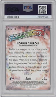 Corbin Carroll from the 2023 Topps Chrome Update set graded by PSA and given an overall grade of 10.