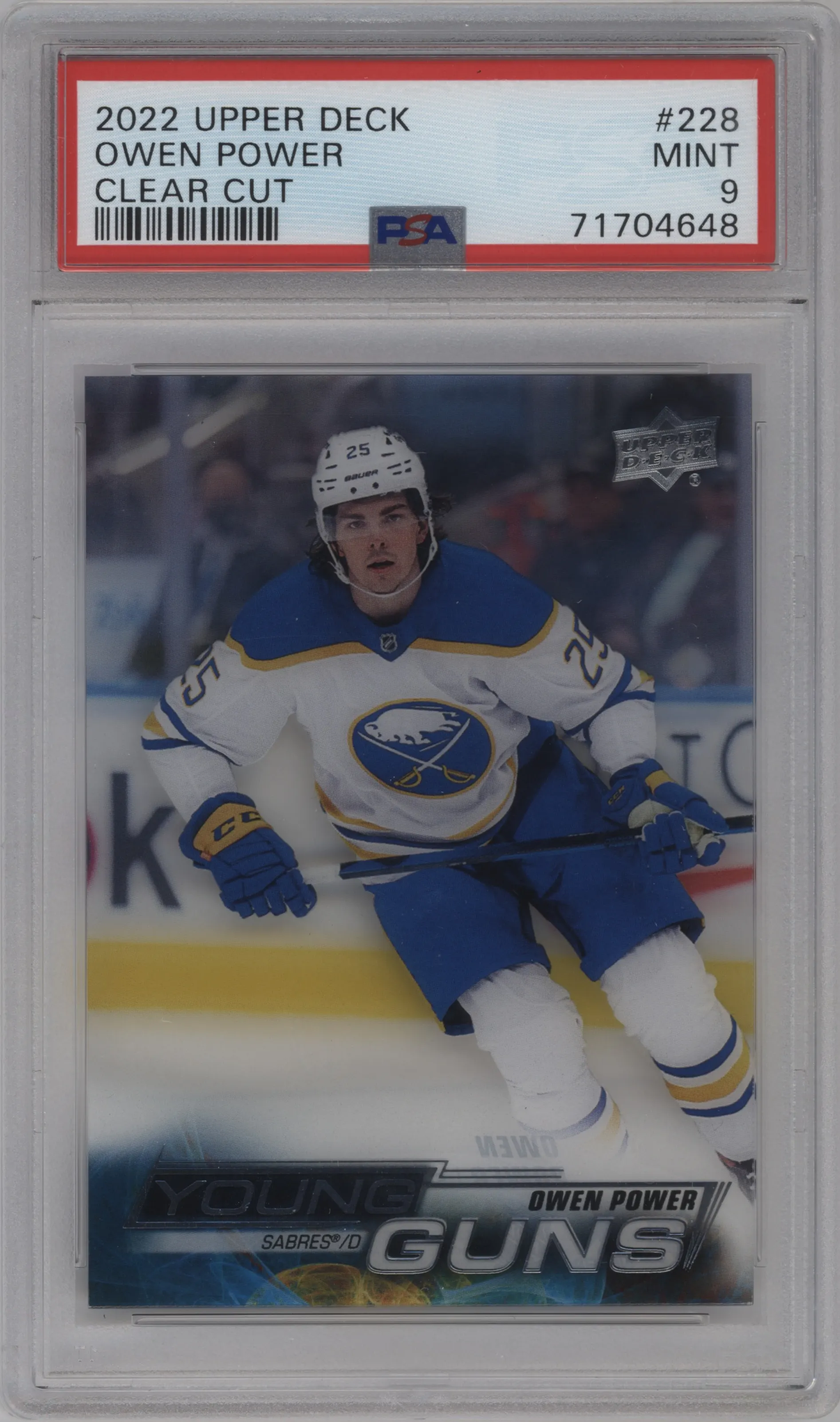 2022 Upper Deck Young Guns Owen Power Clear Cut #228 PSA 9