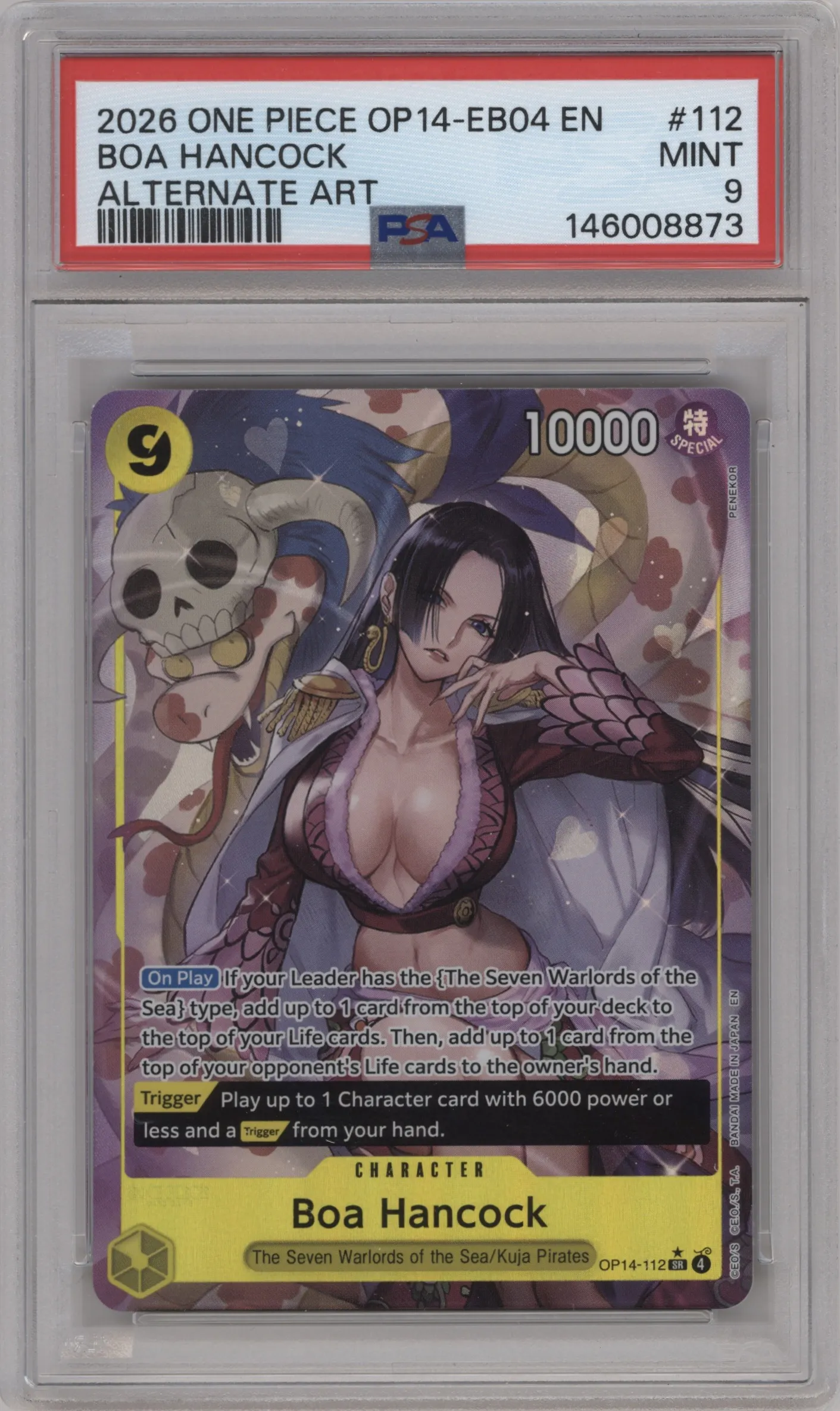 2026 One Piece The Azure Sea's Seven Boa Hancock Alternate Art SR #OP14-112 SR PSA 9