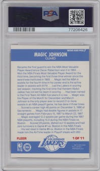 Magic Johnson from the 1987-88 Fleer set graded by PSA and given an overall grade of 8.