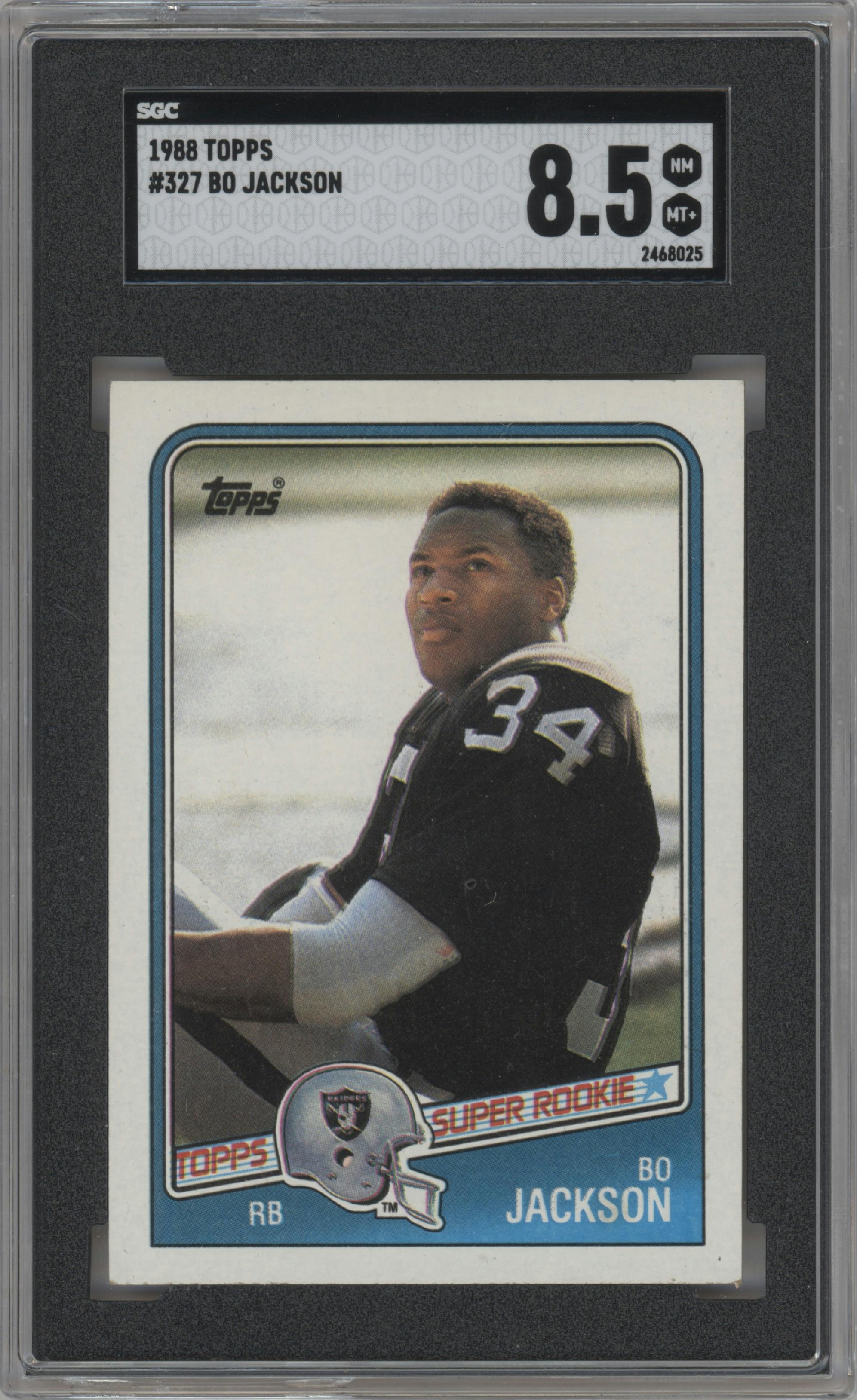 Bo Jackson from the 1988 Topps set graded by SGC and given an overall grade of 8.5.