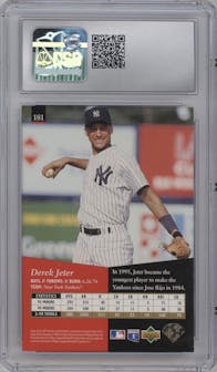 Derek Jeter from the 1995 Upper Deck SP set graded by CSG and given an overall grade of 8.5.