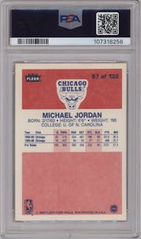 Michael Jordan from the 1986-87 Fleer set graded by PSA and given an overall grade of 5.