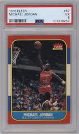 Michael Jordan from the 1986-87 Fleer set graded by PSA and given an overall grade of 5.