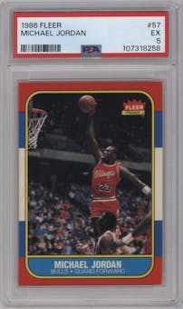 Michael Jordan from the 1986-87 Fleer set graded by PSA and given an overall grade of 5.