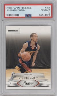 Stephen Curry from the 2009-10 Panini Prestige set graded by PSA and given an overall grade of 10.