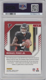 Michael Penix Jr. from the 2024 Donruss set graded by PSA and given an overall grade of 10.