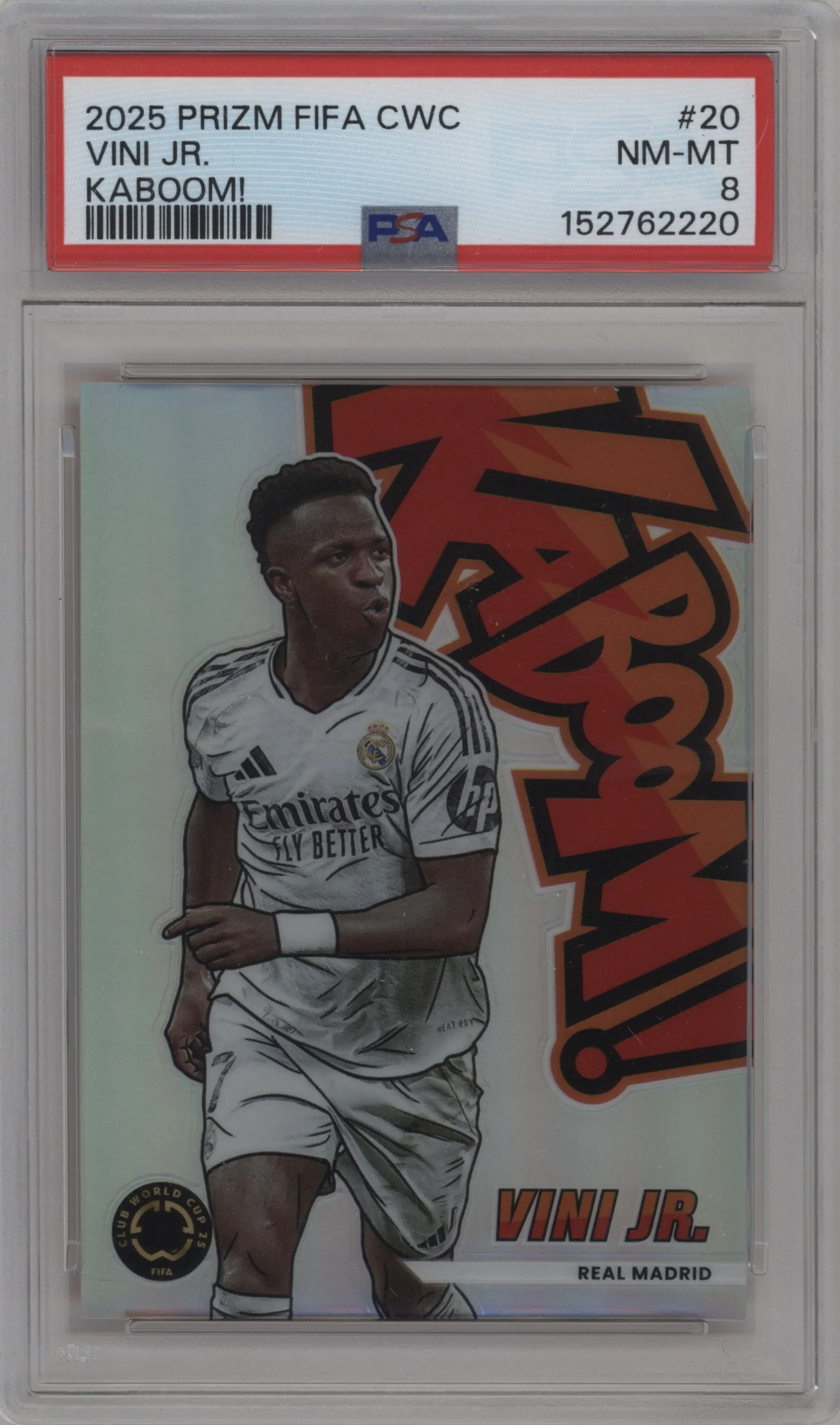 2025 Panini Prizm FIFA Club World Cup Kaboom! Vini Jr. #20 PSA 8