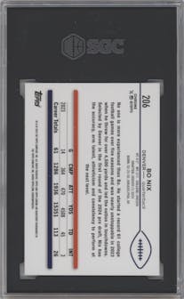 Bo Nix from the 2024 Topps Chrome set featuring a Prism Refractor parallel graded by SGC and given an overall grade of 10.