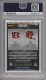 Joe Burrow/Ken Anderson from the 2021 Panini Illusions set featuring a Division parallel graded by PSA and given an overall grade of 9.
