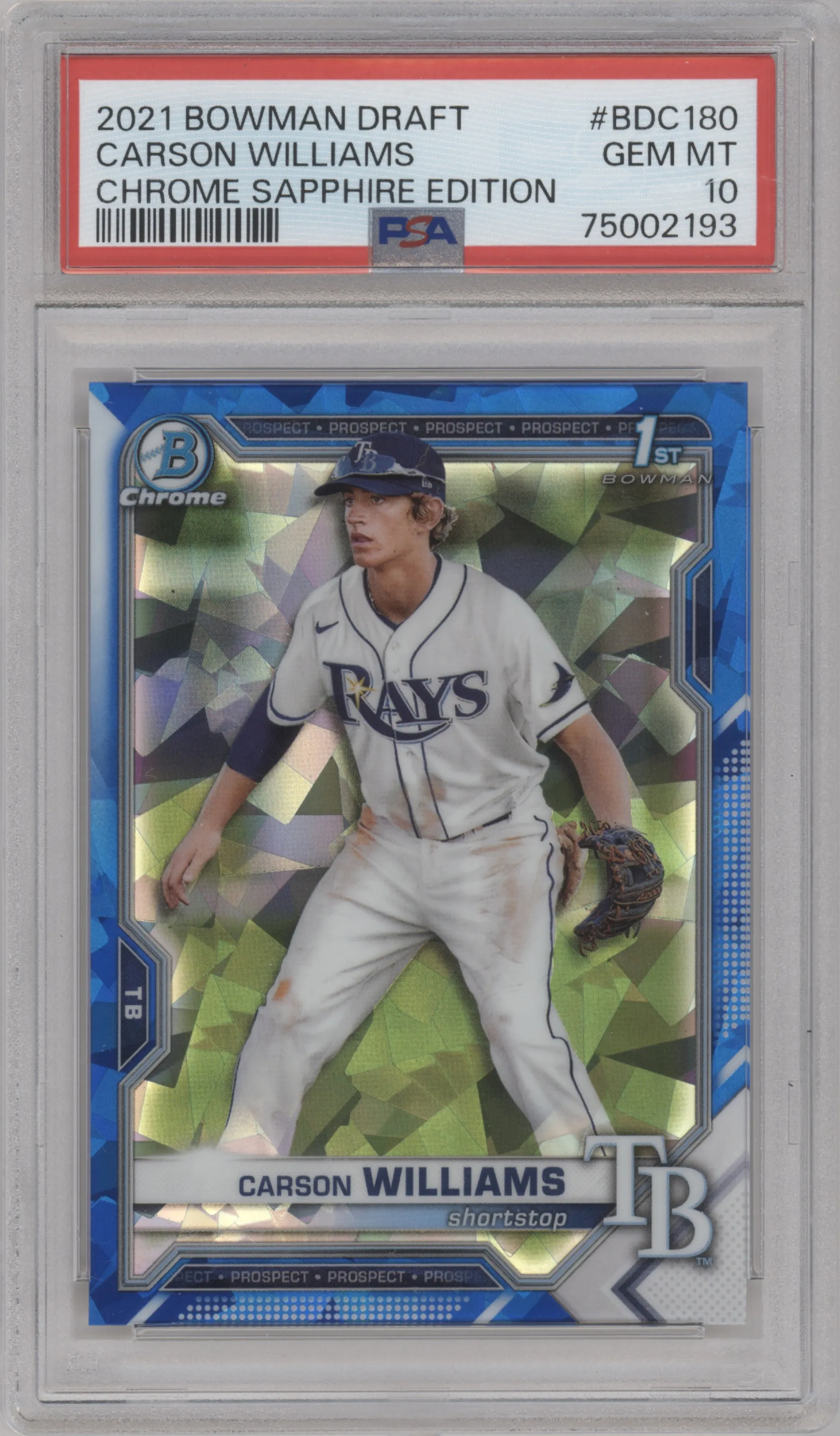 2021 Bowman Draft Sapphire Edition Chrome Carson Williams PSA 10