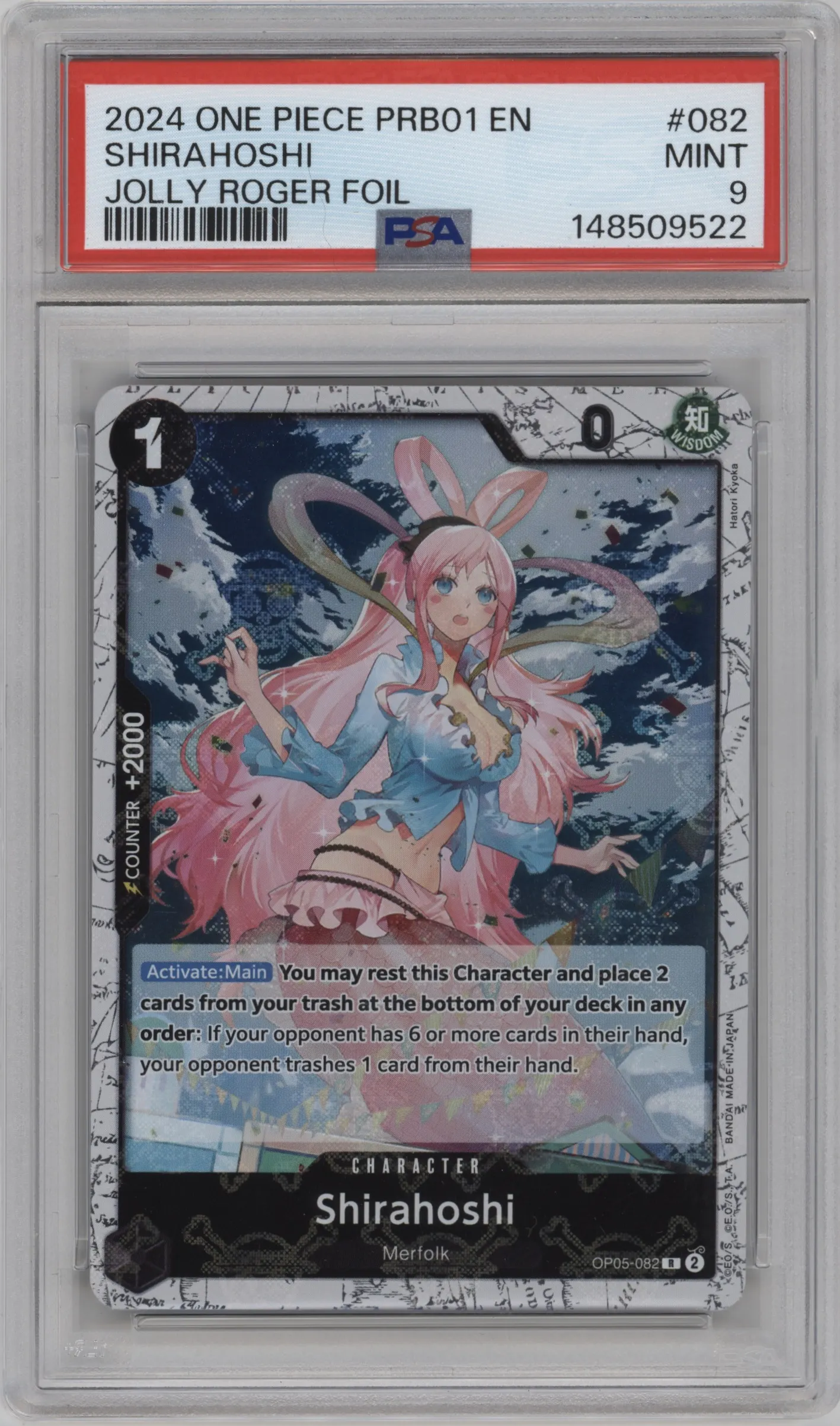 2024 One Piece Card The Best Shirahoshi Jolly Roger Foil R #OP05-082 R PSA 9