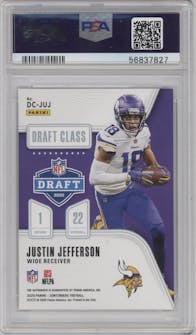 Justin Jefferson from the 2020 Panini Contenders set graded by PSA and given an overall grade of 9.