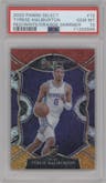 Tyrese Haliburton from the 2020-21 Panini Select  set featuring a Red/White/Orange Shimmer parallel graded by PSA and given an overall grade of 10.