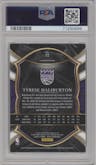 Tyrese Haliburton from the 2020-21 Panini Select  set featuring a Red/White/Orange Shimmer parallel graded by PSA and given an overall grade of 10.