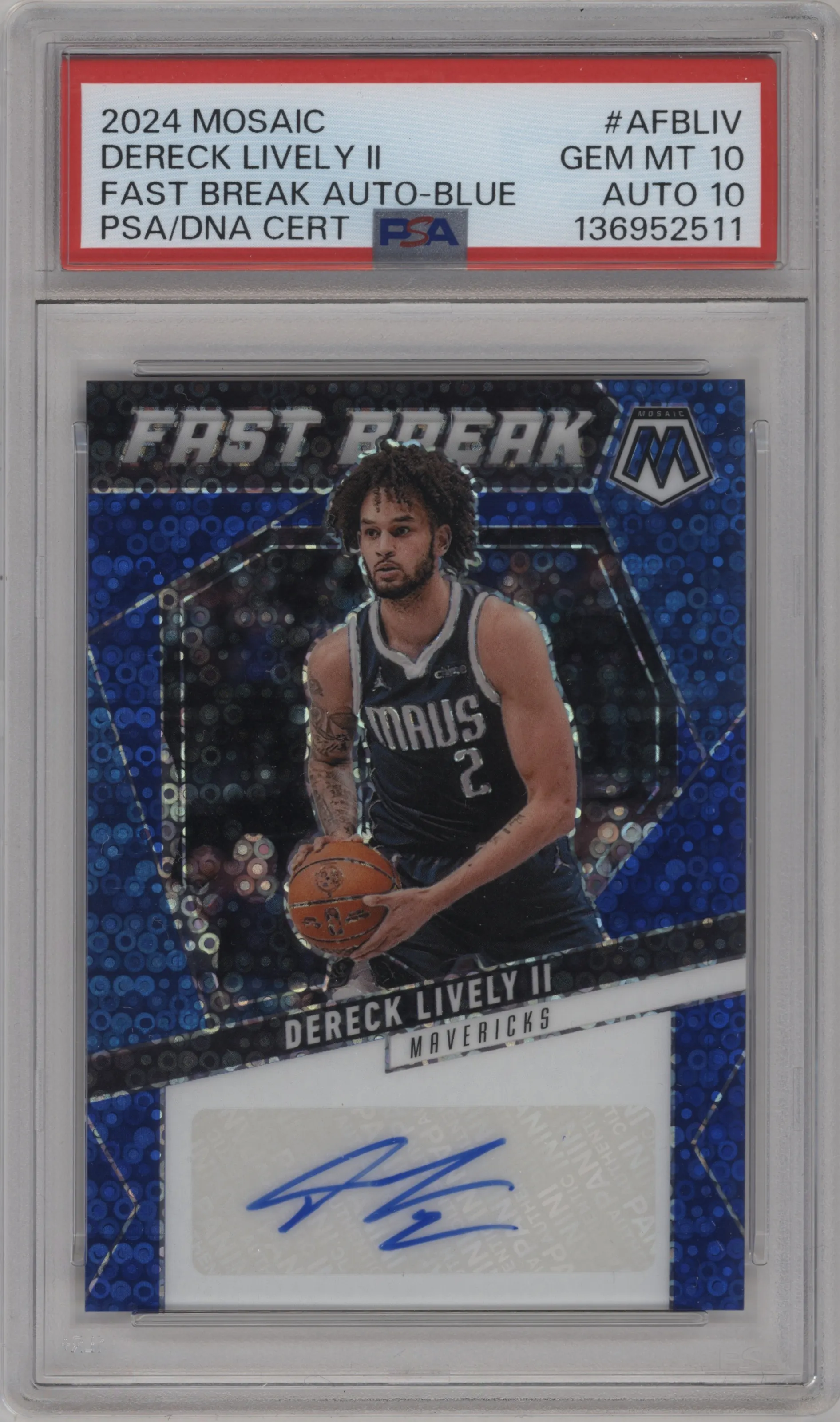 2024 Panini Mosaic Fast Break Auto Dereck Lively II Blue #AFB-LIV PSA 10