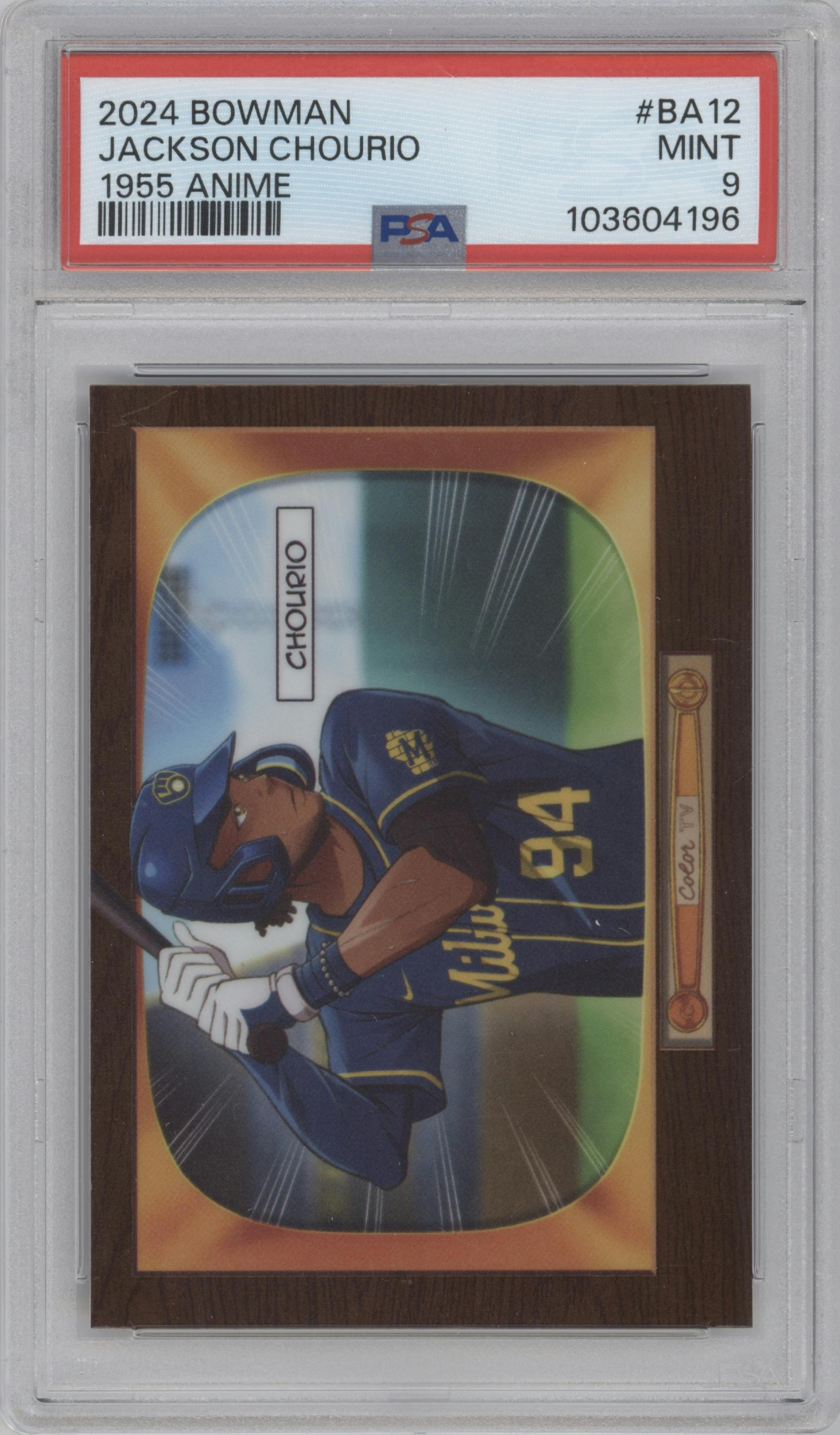 Jackson Chourio  from the 2024 Bowman set graded by PSA and given an overall grade of 9.