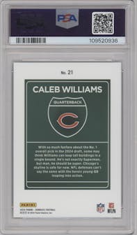 Caleb Williams from the 2024 Donruss set graded by PSA and given an overall grade of 9.