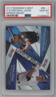 Giancarlo Stanton/Aaron Judge from the 2017 Bowman's Best set graded by PSA and given an overall grade of 10.
