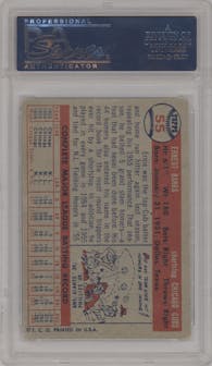 Ernie Banks from the 1957 Topps set graded by PSA and given an overall grade of 4.