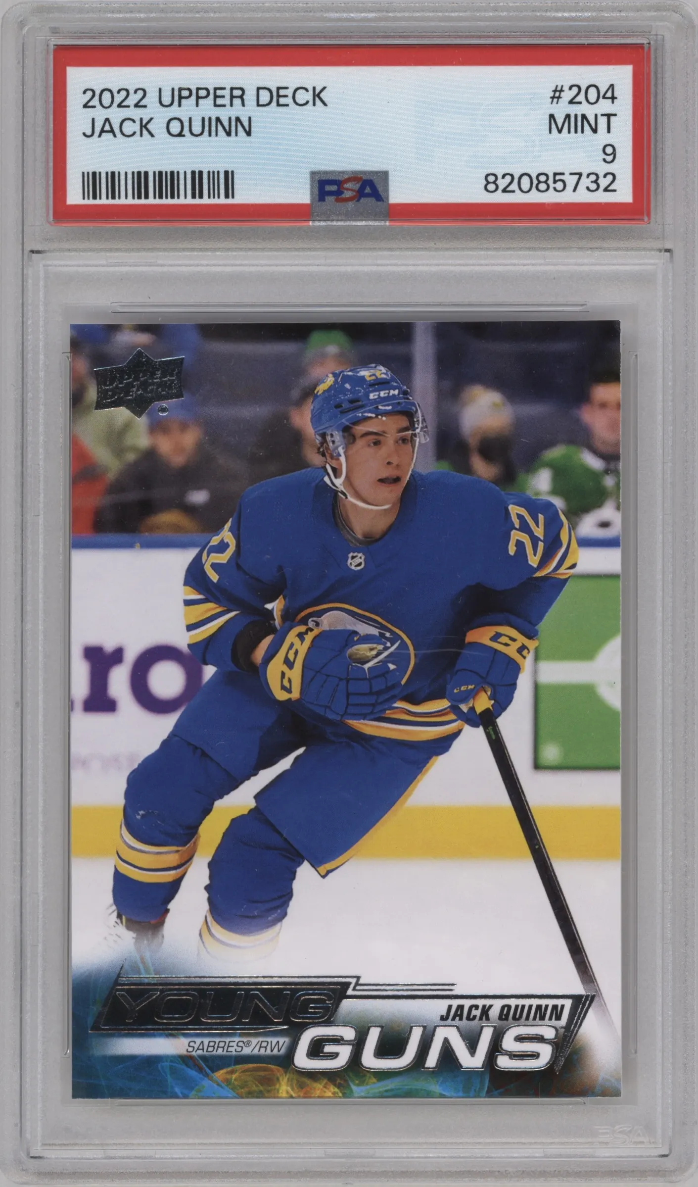 2022 Upper Deck Young Guns Jack Quinn #204 PSA 9