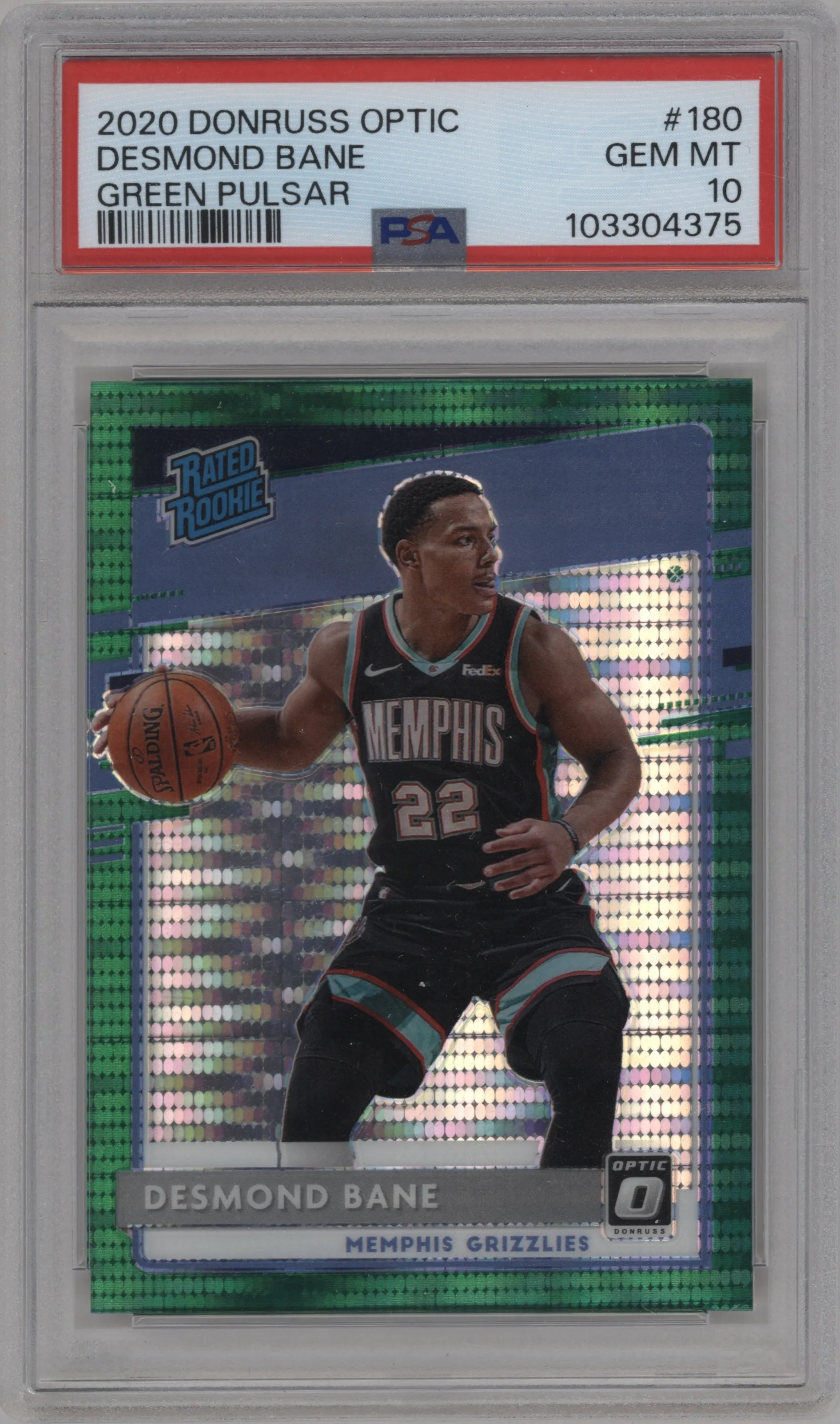 2020 Panini Donruss Optic Rated Rookie Desmond Bane Green Pulsar PSA 10