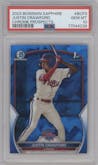 Justin Crawford from the 2023 Bowman Sapphire Edition set graded by PSA and given an overall grade of 10.