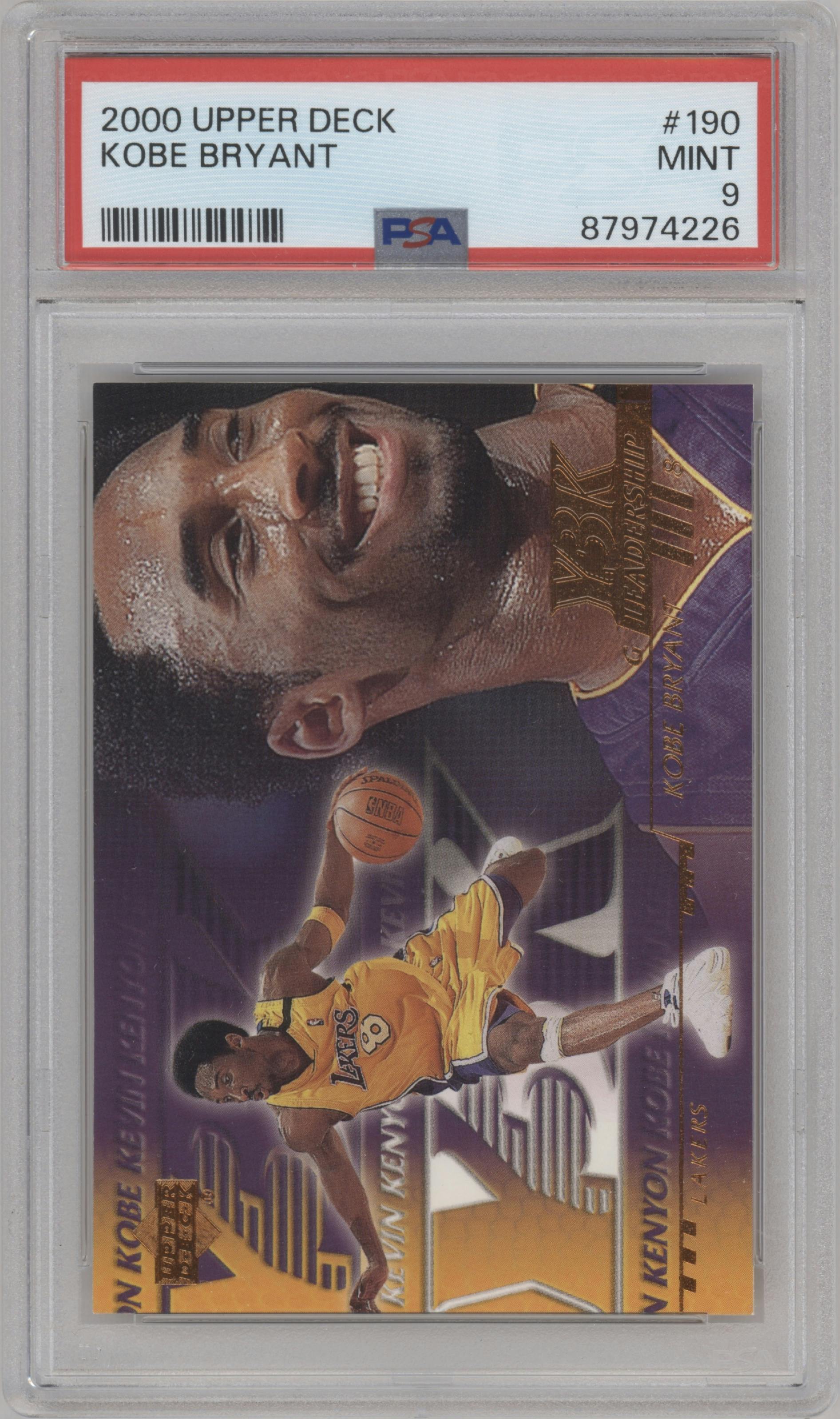 Kobe Bryant from the 2000-01 Upper Deck set graded by PSA and given an overall grade of 9.