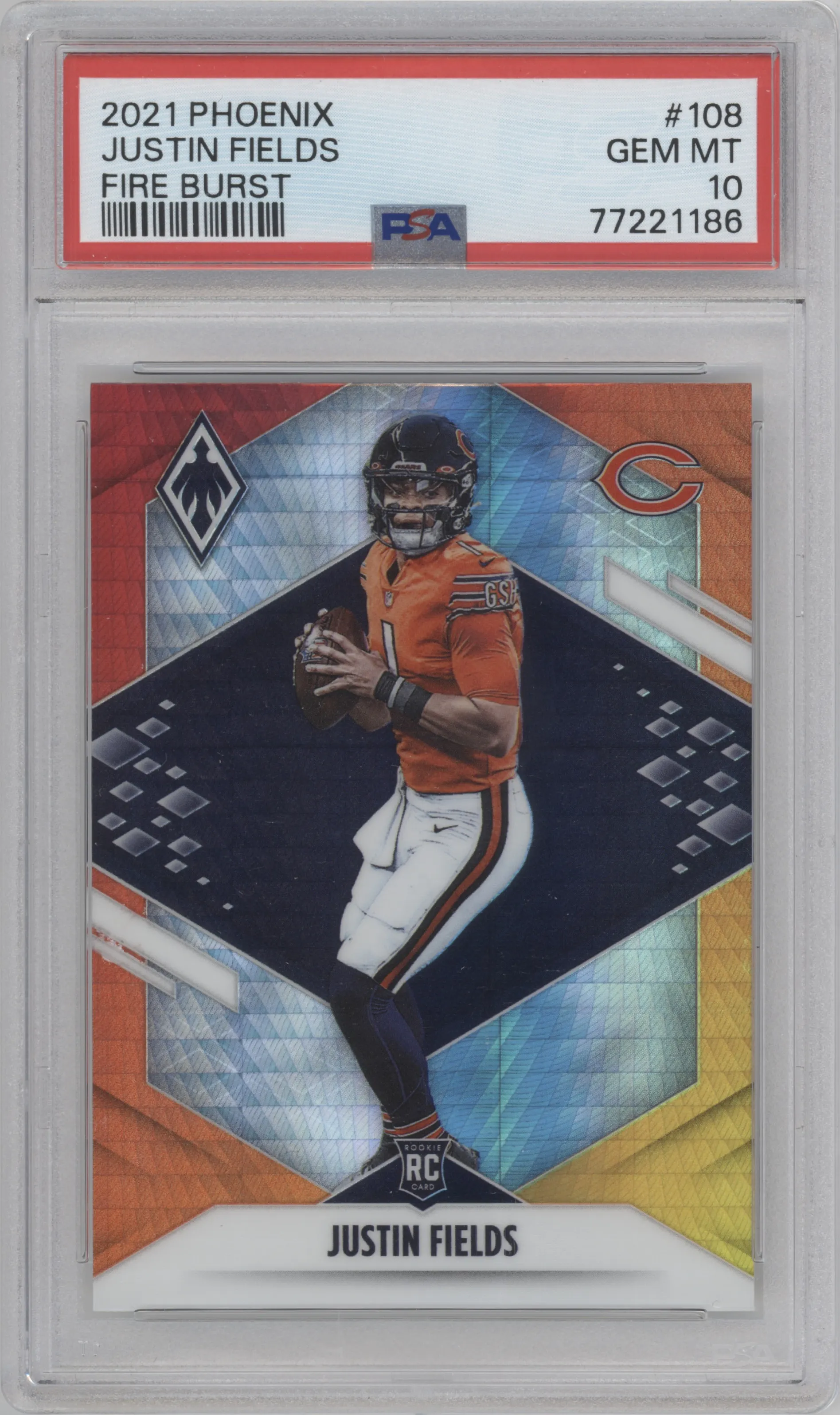 2021 Panini Phoenix Justin Fields Fire Burst #108 PSA 10