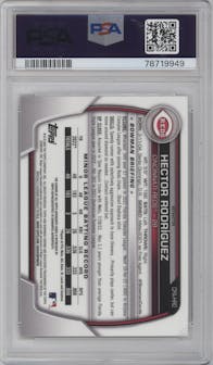 Hector Rodriguez from the 2023 Bowman  set featuring a Refractor parallel graded by PSA and given an overall grade of 10.