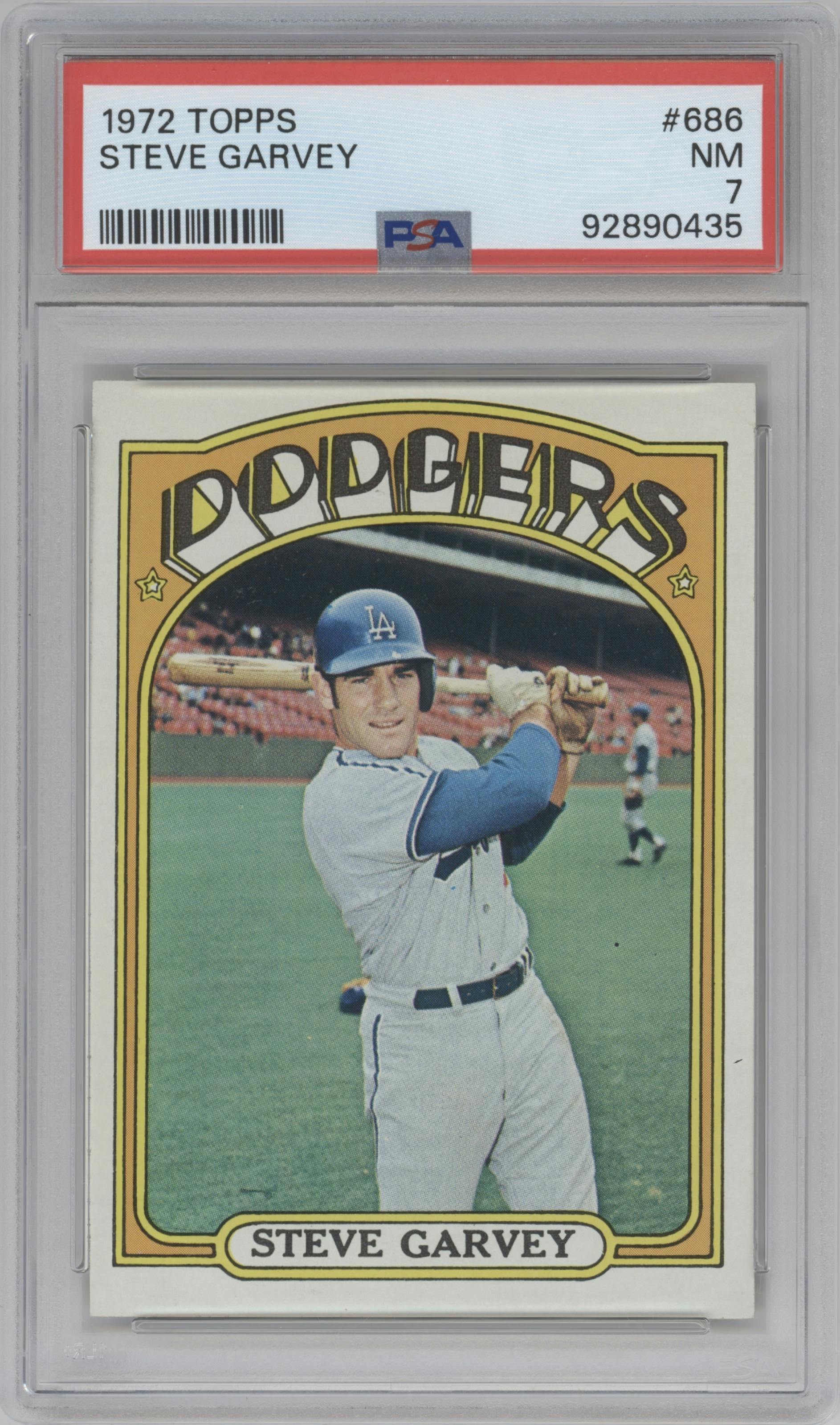 Steve Garvey from the 1972 Topps set graded by PSA and given an overall grade of 7.