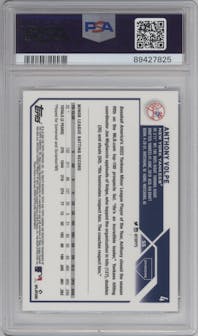 Anthony Volpe from the 2023 Topps Chrome set graded by PSA and given an overall grade of 10.