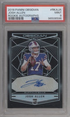Josh Allen from the 2018 Panini Obsidian set graded by PSA and given an overall grade of 9.