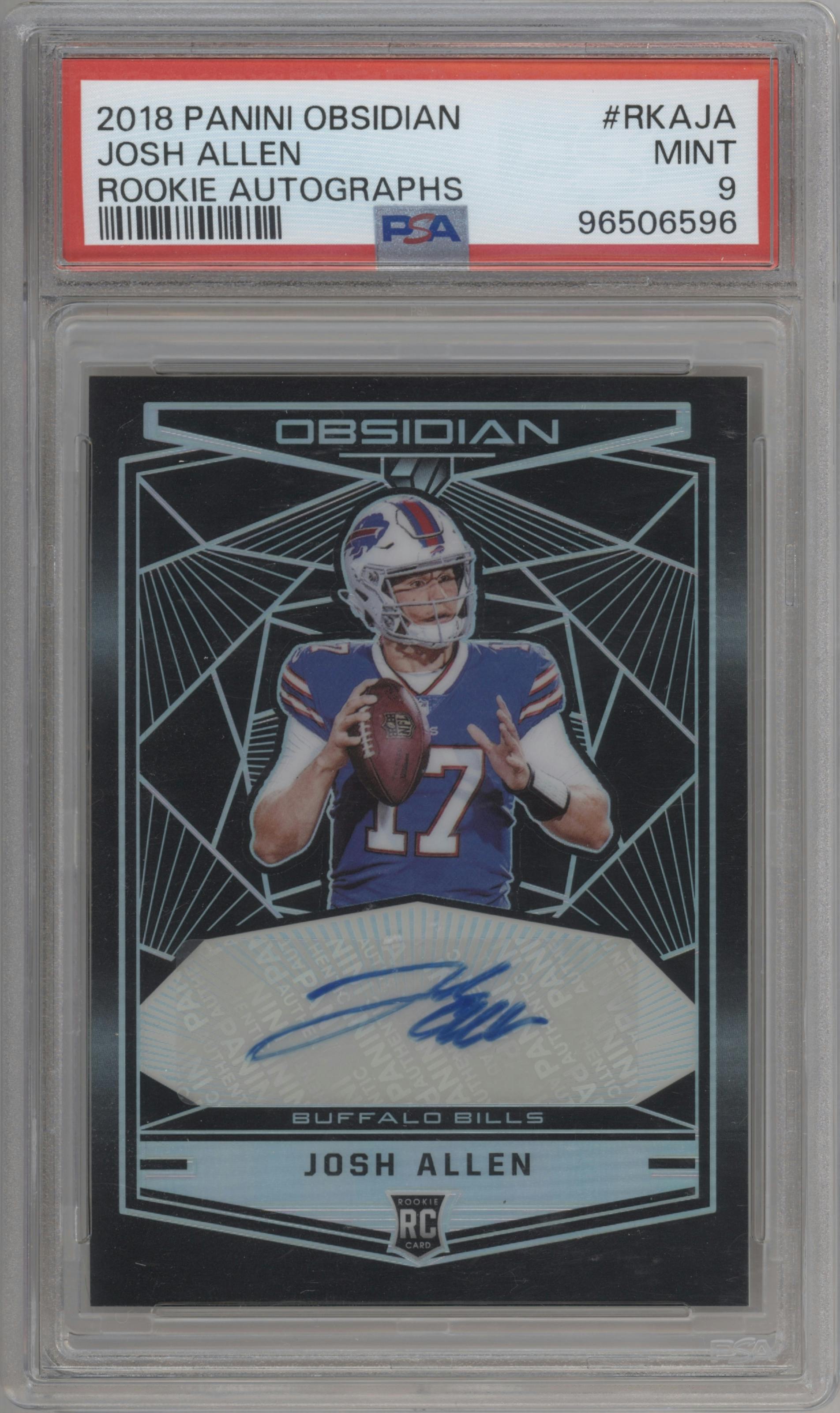 Josh Allen from the 2018 Panini Obsidian set graded by PSA and given an overall grade of 9.