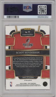 Scoot Henderson from the 2023-24 Panini Select  set featuring a Orange Flash parallel graded by PSA and given an overall grade of 10.
