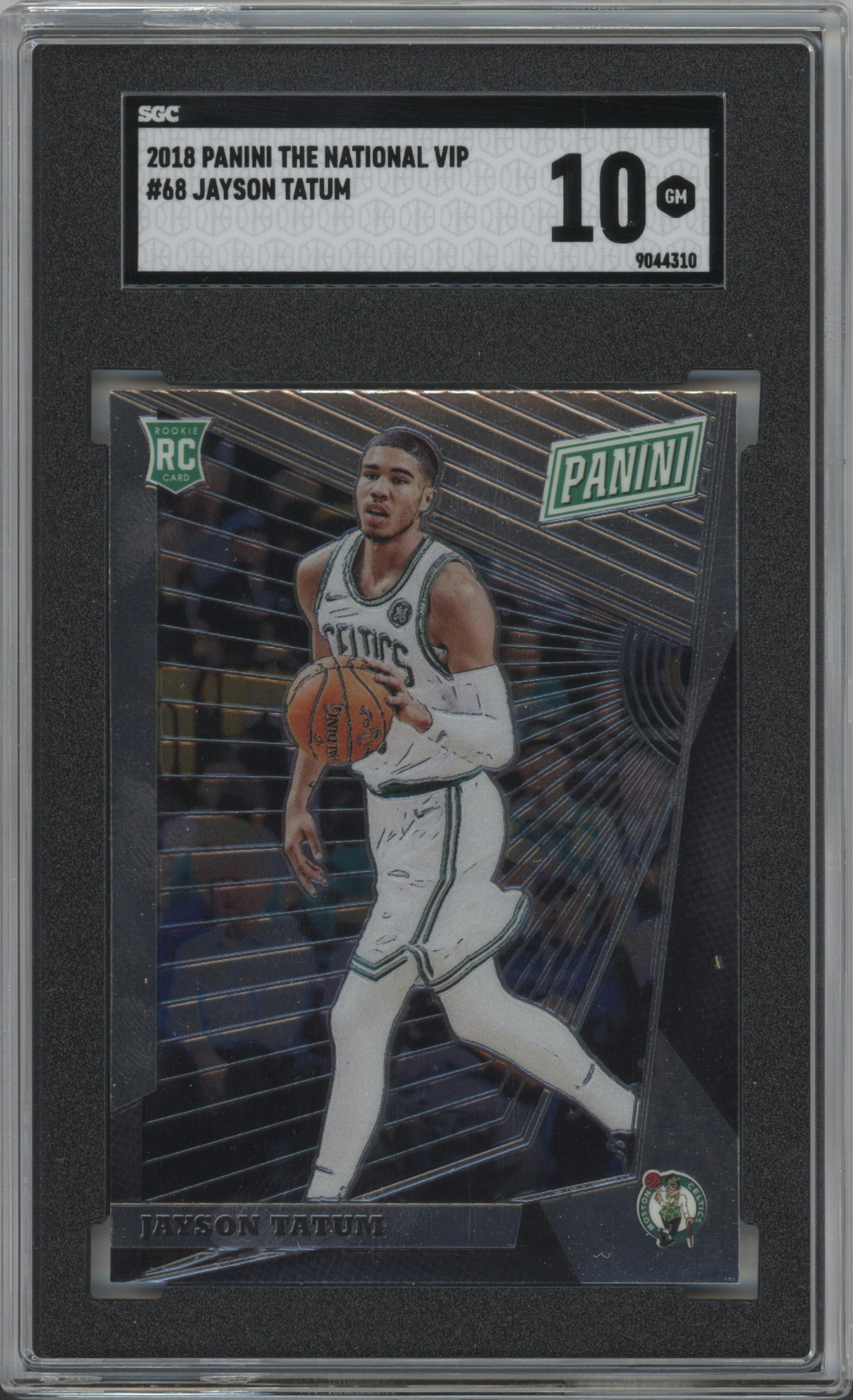 Jayson Tatum from the 2018 Panini The National VIP set graded by SGC and given an overall grade of 10.