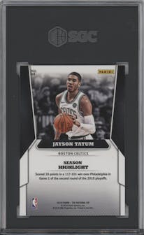 Jayson Tatum from the 2018 Panini The National VIP set graded by SGC and given an overall grade of 10.