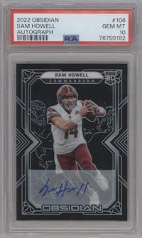 Sam Howell from the 2022 Panini Obsidian set graded by PSA and given an overall grade of 10.